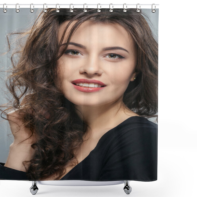 Personality  A Portrait Of Beautiful Brunette Woman Shower Curtains