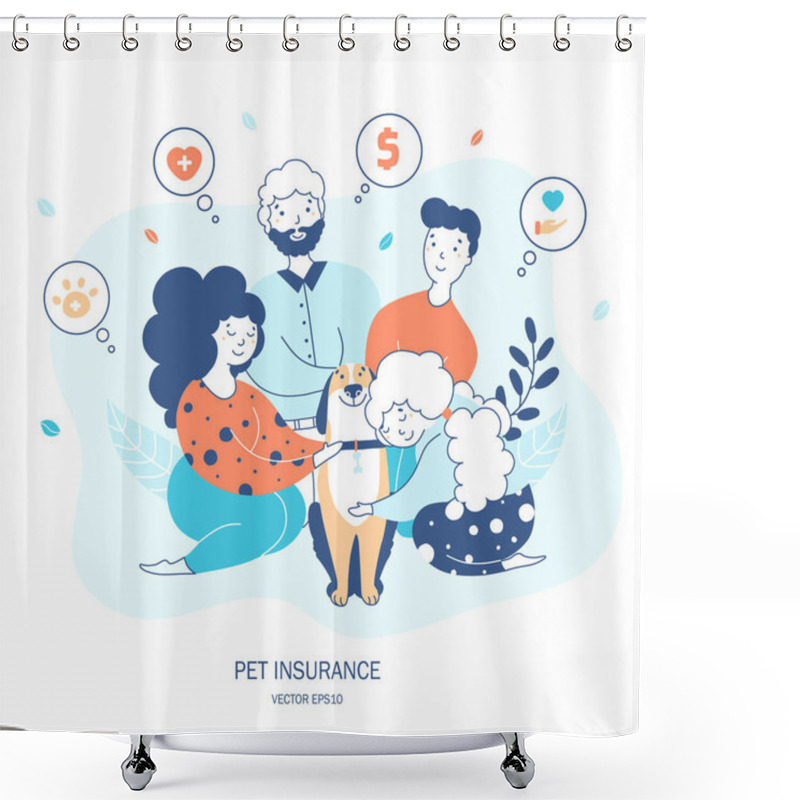 Personality  Pet Life Insurance Hand Drawn Flat Vector Illustration Shower Curtains