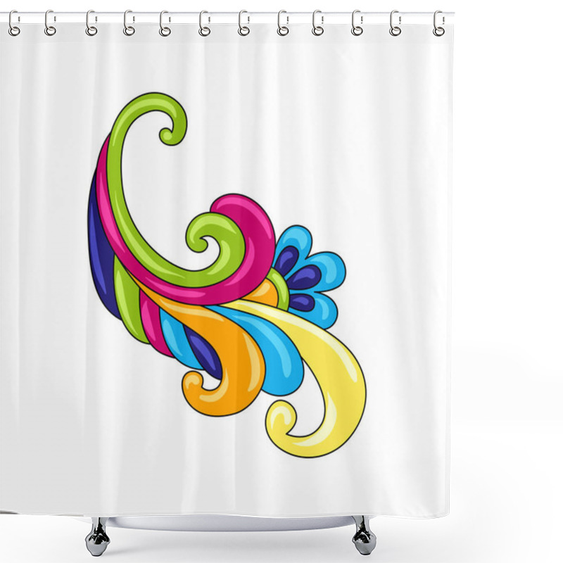 Personality  Mexican Ornamental Swirl Leaf. Traditional Decorative Object. Talavera Ceramic Pattern. Ethnic Folk Ornament. Shower Curtains