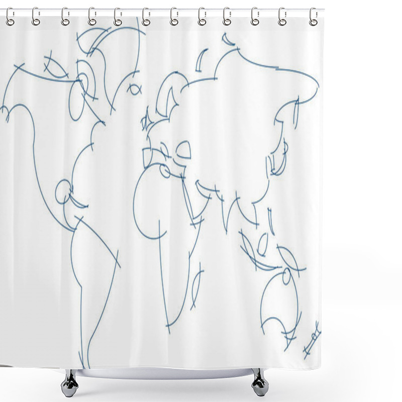 Personality  Vntique World Map Only Made By Curved Lines. Shower Curtains