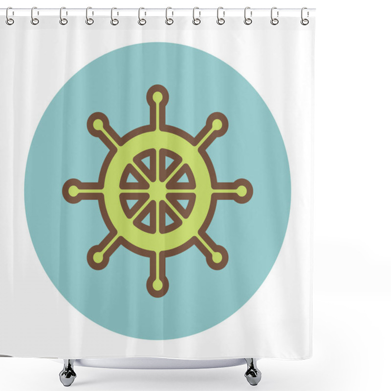 Personality  Ship Steering Wheel  Flat Icon, Vector Illustration Shower Curtains