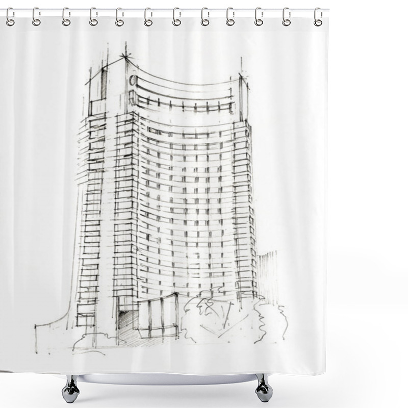 Personality  Hotel Sketch Shower Curtains