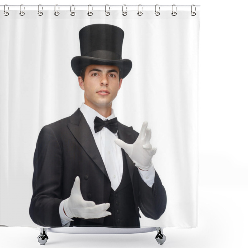 Personality  Magician In Top Hat Showing Trick Shower Curtains