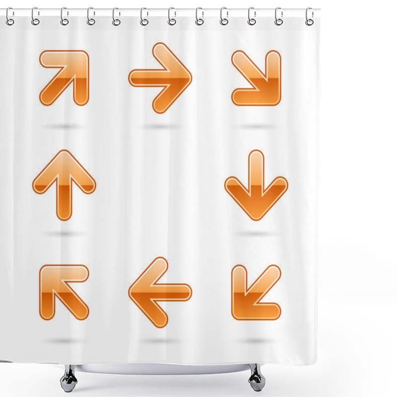 Personality  Glassy Orange Arrow Icon Web 2.0 Button Shower Curtains