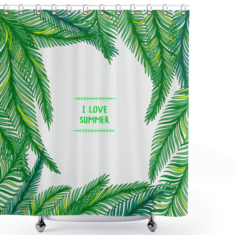 Personality  Frame Of Palm Leaves Shower Curtains