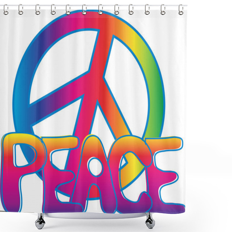 Personality  Peace Sign And Peace Text Shower Curtains