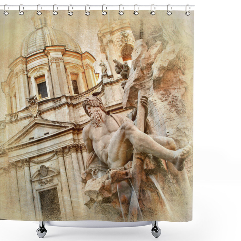 Personality  Great Rome Artistic Series - Piazza Navona Shower Curtains