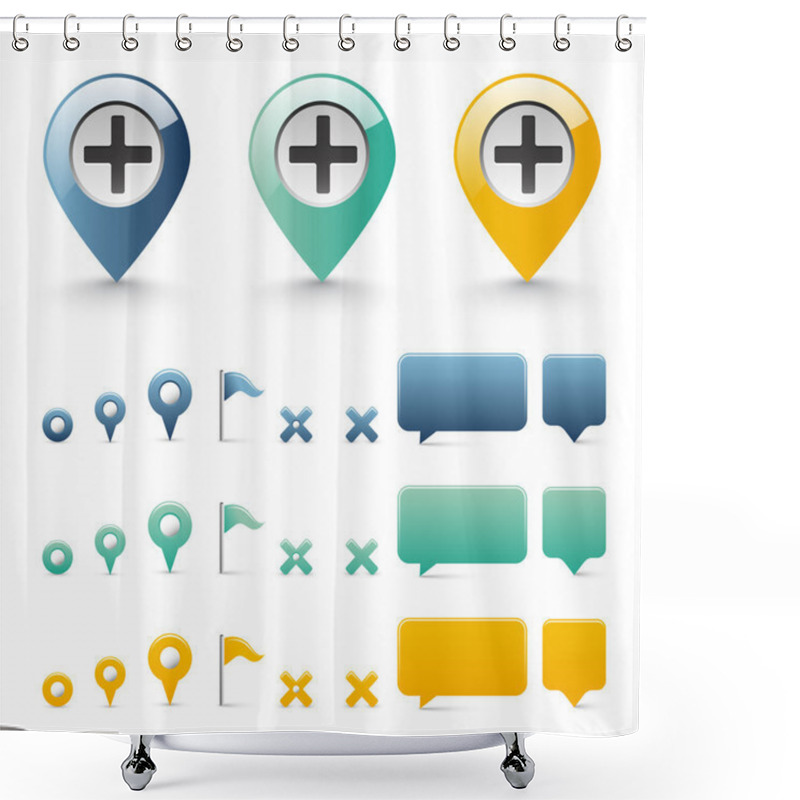 Personality  Navigation Icons - Basic Elements Set Shower Curtains