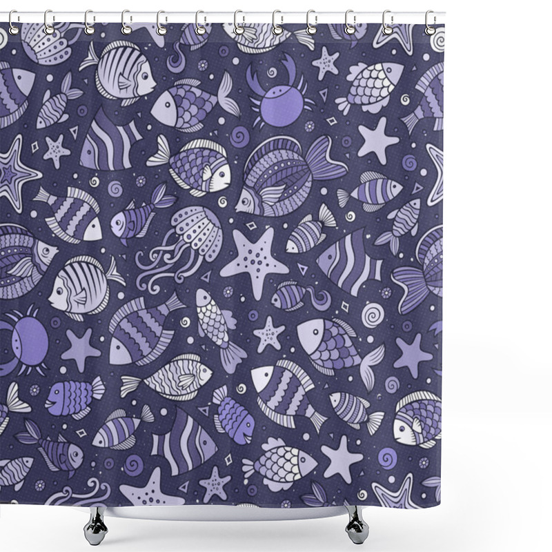 Personality  Cartoon Under Water Life Seamless Pattern Shower Curtains