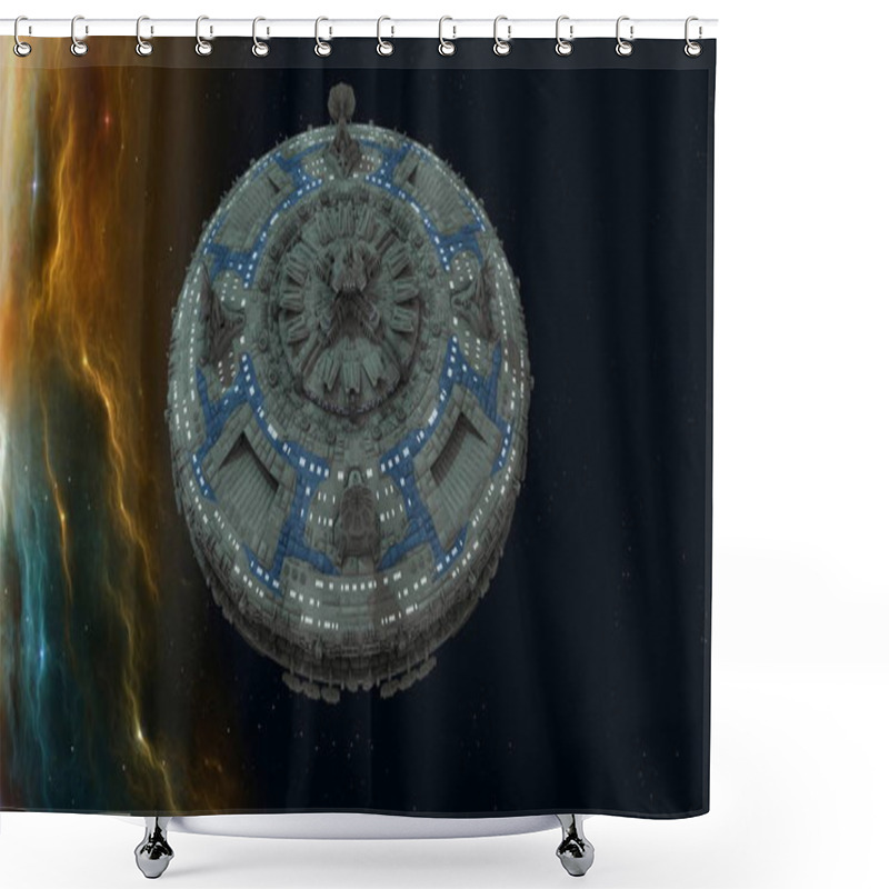 Personality  3D CG Rendering Of A Space Station Shower Curtains