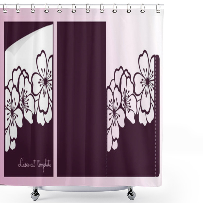 Personality  Cherry Or Sakura Branch Blossoms. Laser Cutting Template. Shower Curtains