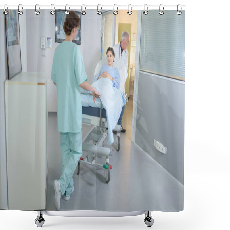 Personality  Patient Being Wheeled On Hospital Stretcher Shower Curtains