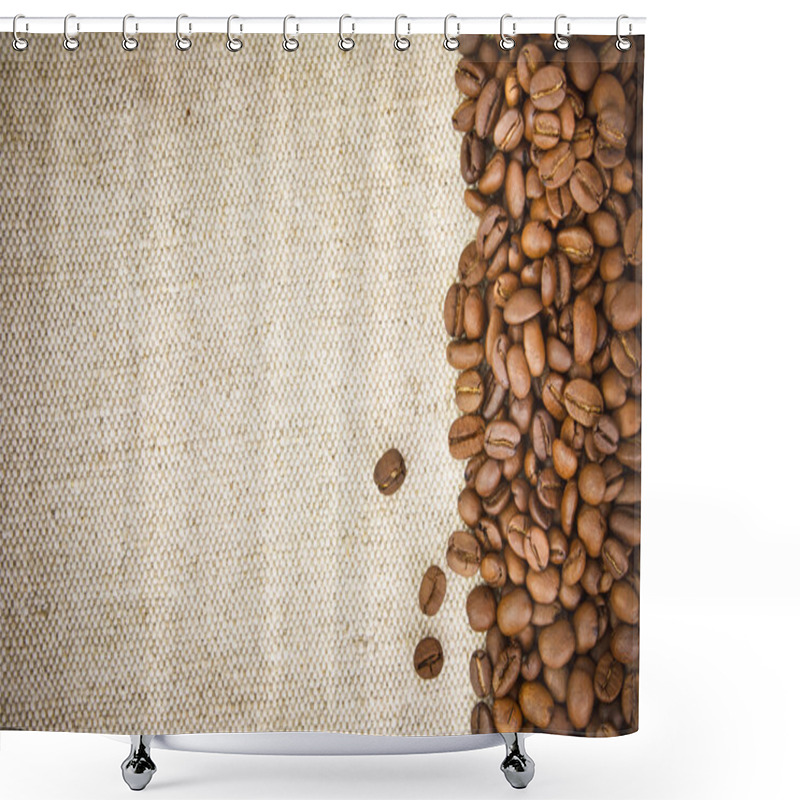 Personality  Coffee Beans On Burlap, Hessian, Sacking Background Shower Curtains