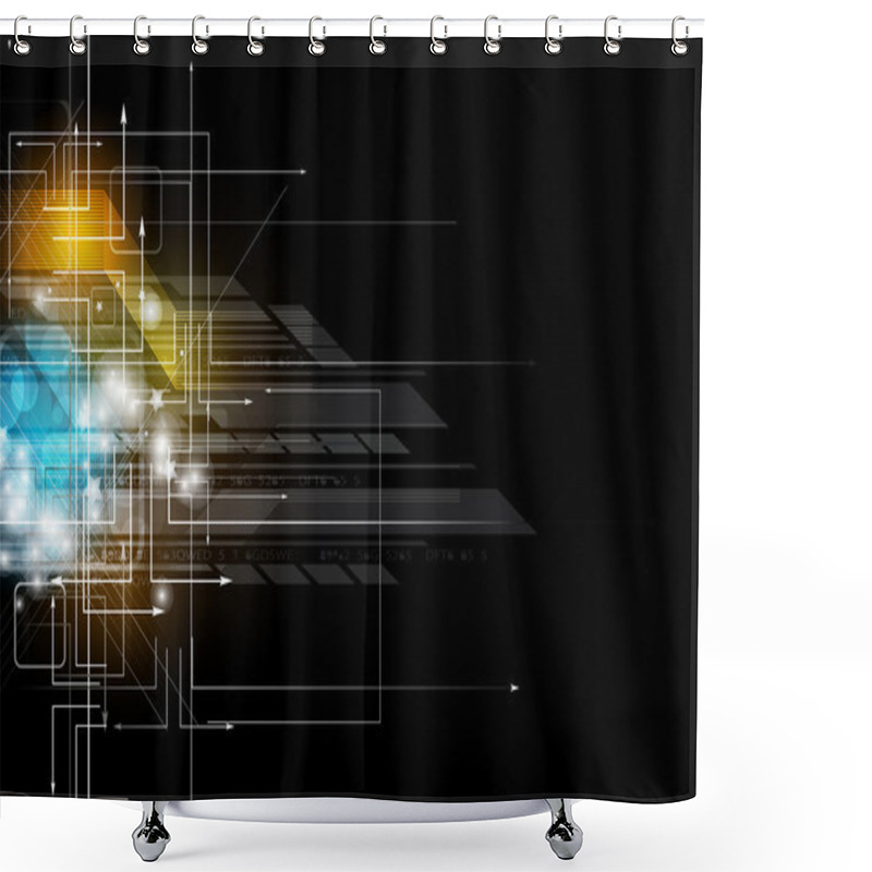 Personality  Abstract Dark Circuit Computer High Technology Business Banner Shower Curtains