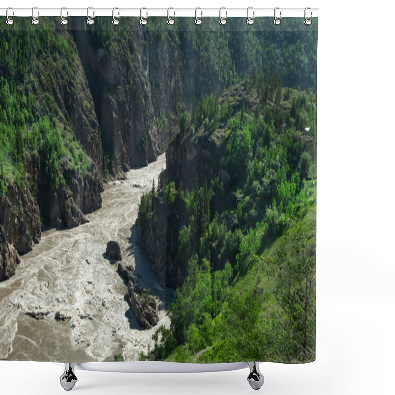 Personality  Class 5 Rapids In The Grand Canyon Of Stikine River Near Telegraph Creek In Northern British Columbia, Canada Shower Curtains