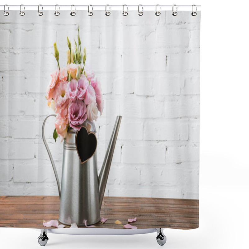 Personality  Beautiful Flowers In Watering Can Shower Curtains