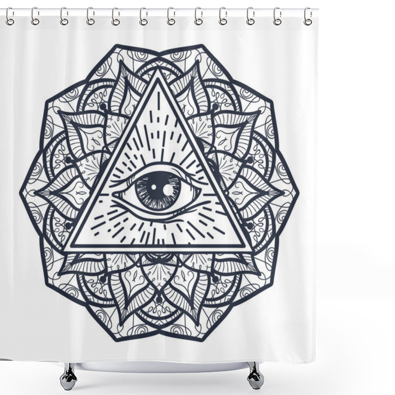 Personality  All Seeing Eye In Triangle And Mandal Shower Curtains