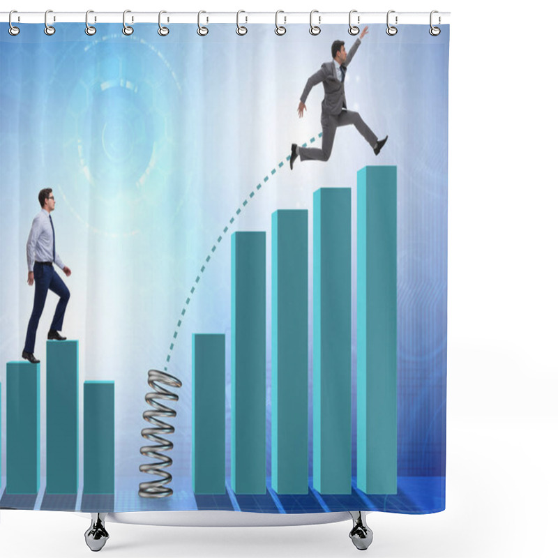 Personality  Business People Jumping Over Bar Charts Shower Curtains