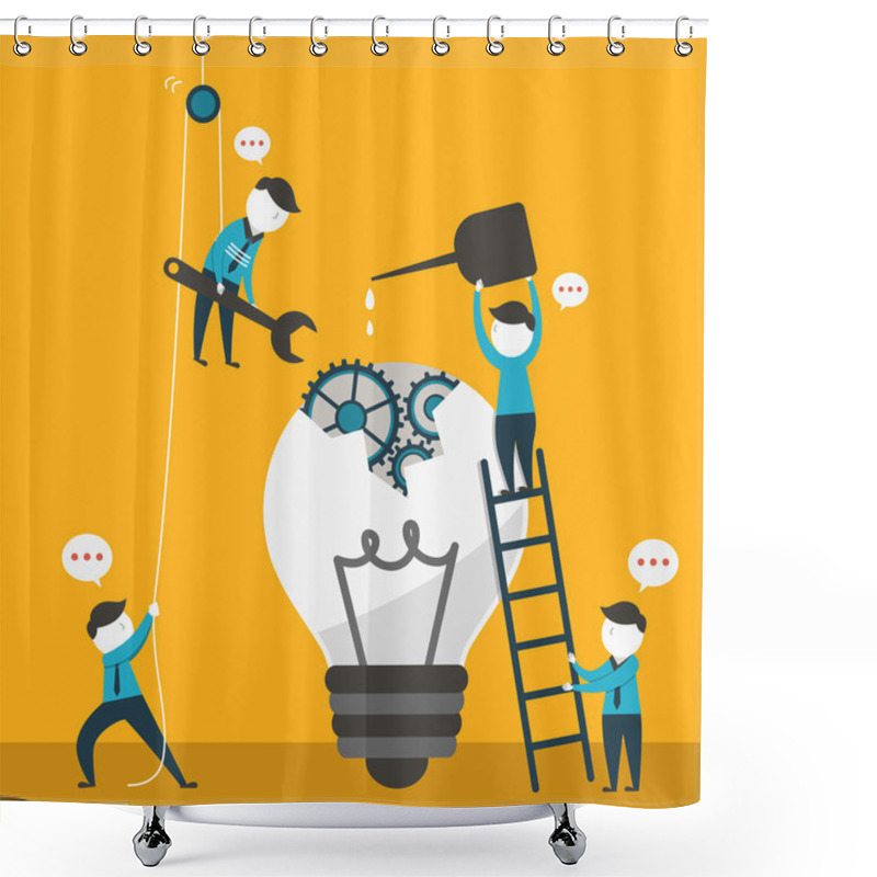 Personality  Flat Design Illustration Concept Of Team Work Shower Curtains