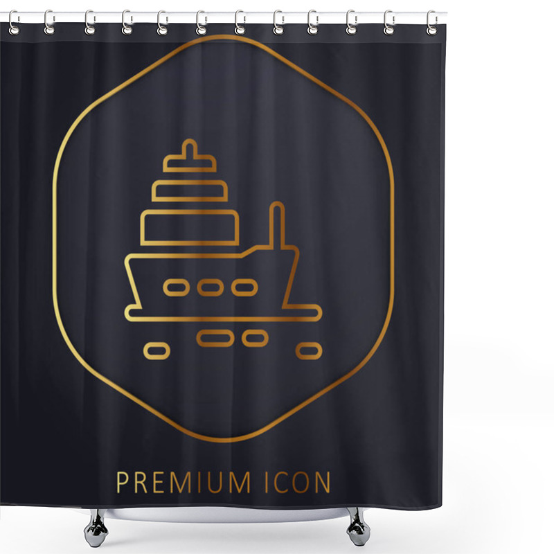 Personality  Boat Golden Line Premium Logo Or Icon Shower Curtains