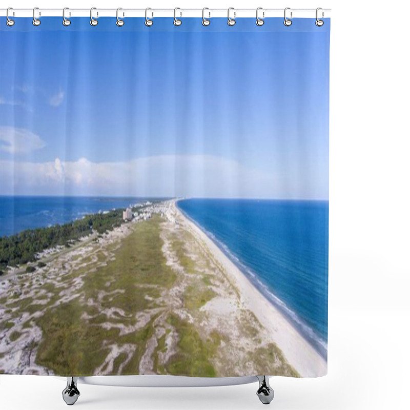 Personality  Aerial View Of Fort Morgan Beach On The Alabama Gulf Coast  Shower Curtains