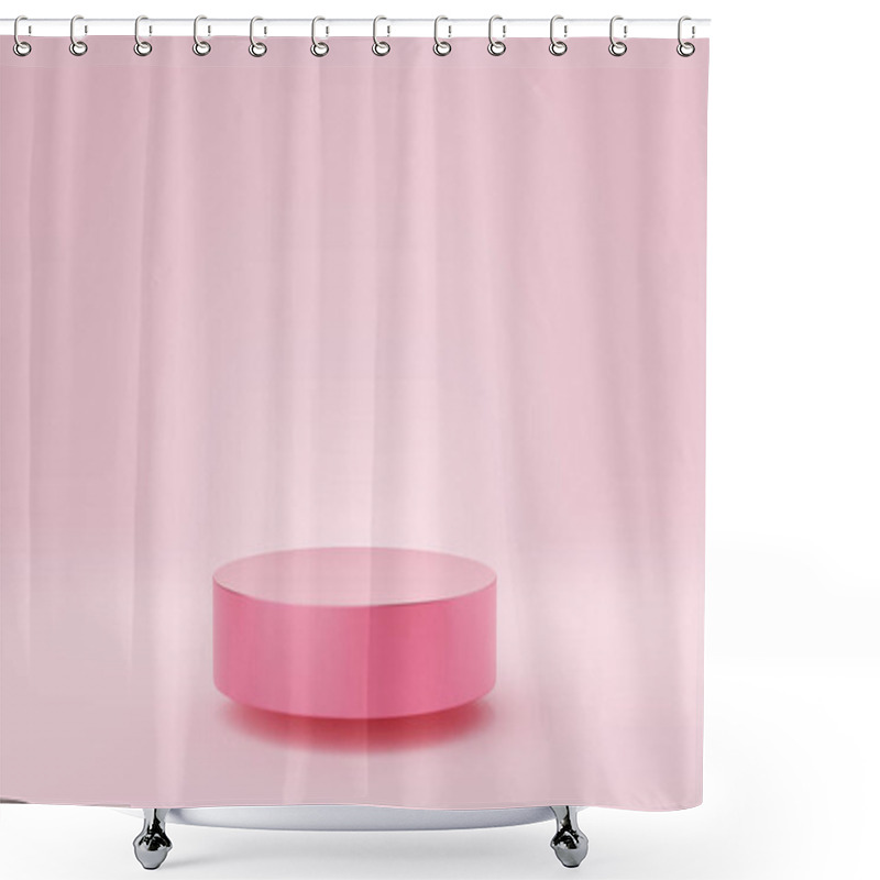 Personality  Empty Pink Cylinder Podium Floating On Pink Background. Abstract Minimal Studio 3d Geometric Shape Object. Valentine's Day With Pedestal. Mockup Space For Display Of Product Design. 3d Render. Shower Curtains