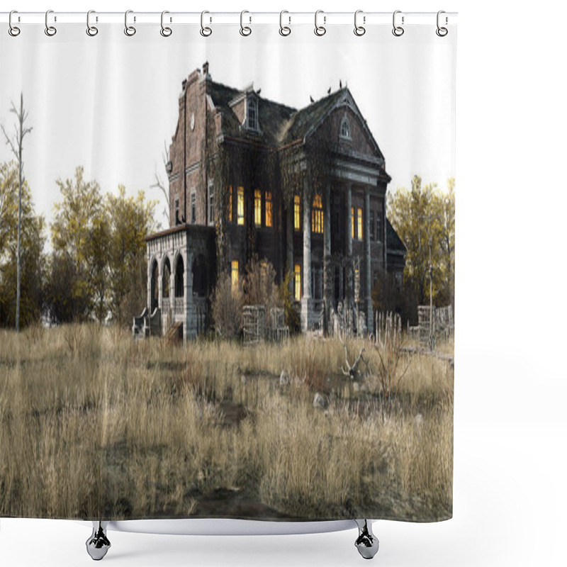 Personality  Southern Mansion Fantasy Architecture, 3D Illustration, 3D Rendering Shower Curtains