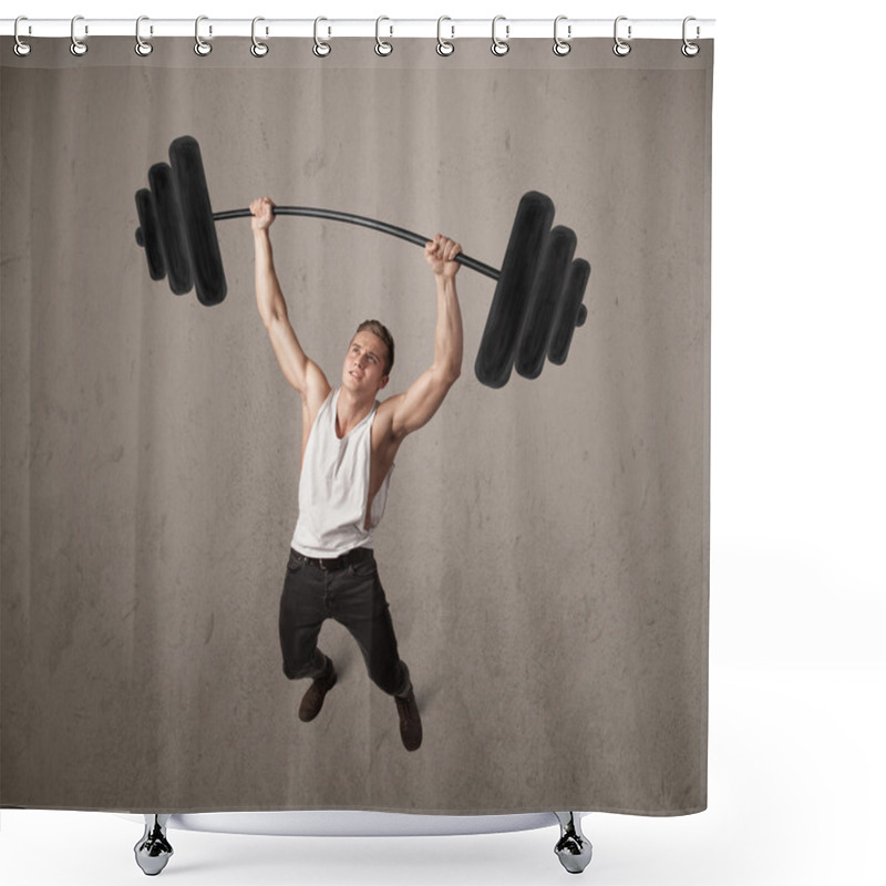 Personality  Muscular Man Lifting Weights Shower Curtains