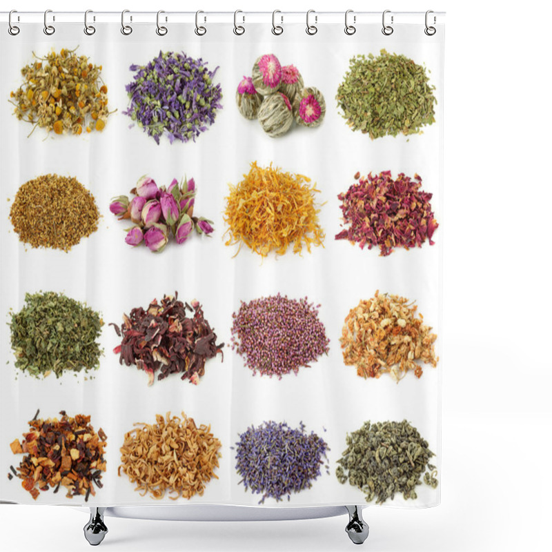 Personality  Flower And Herbal Tea Collection Shower Curtains