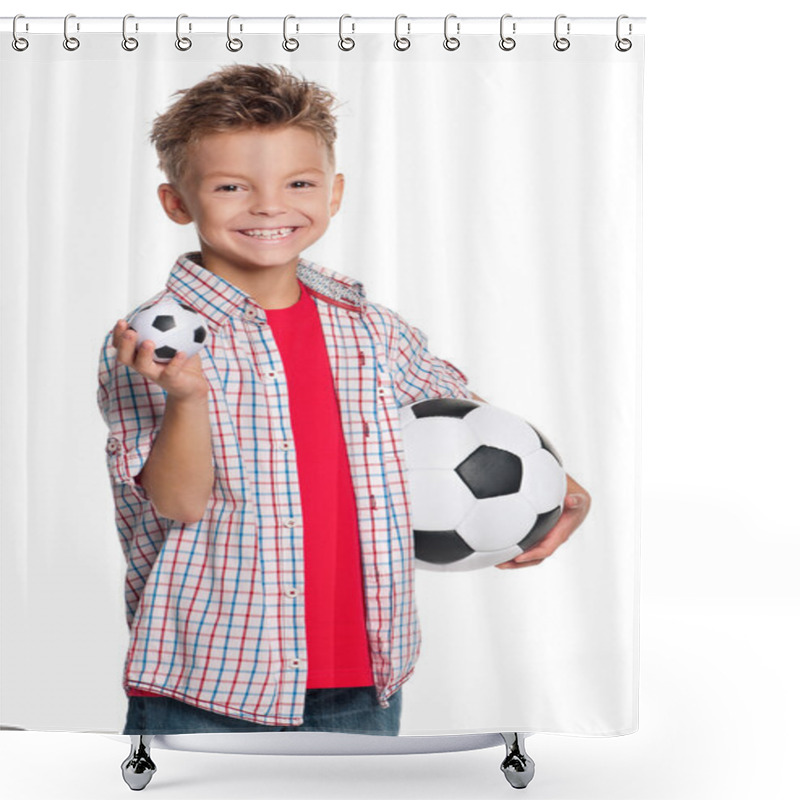 Personality  Boy With Soccer Ball Shower Curtains