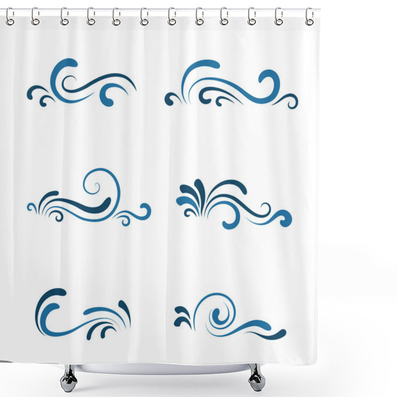 Personality  Wave Icon Set Shower Curtains