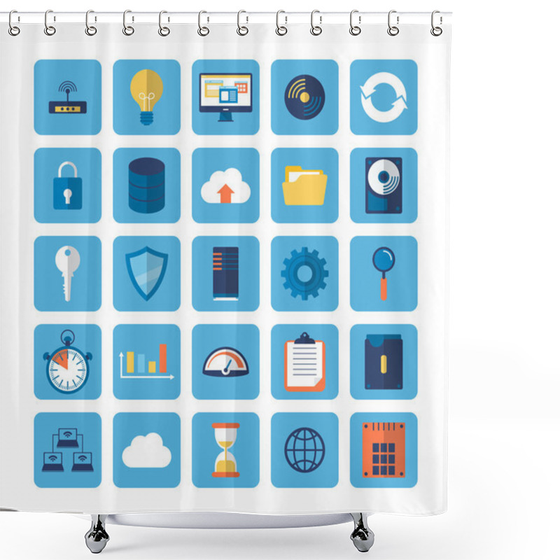 Personality  Flat Icons Of Big Data Analytics. Shower Curtains