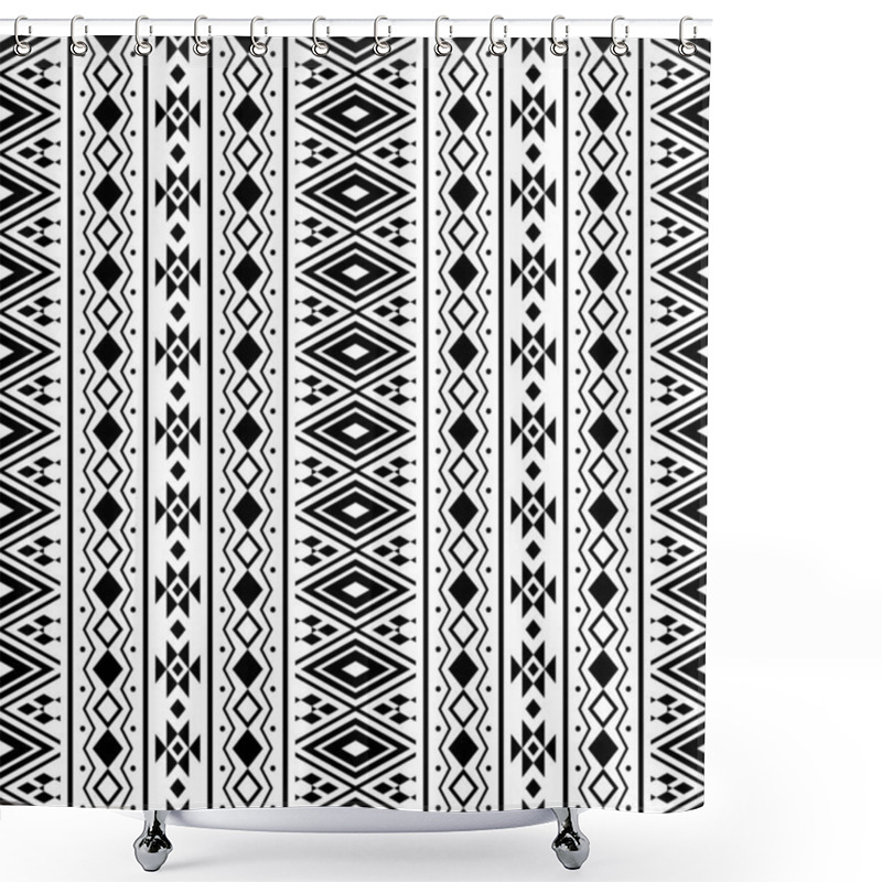 Personality  Vertical Tribal Aztec Pattern Texture Design Background Shower Curtains