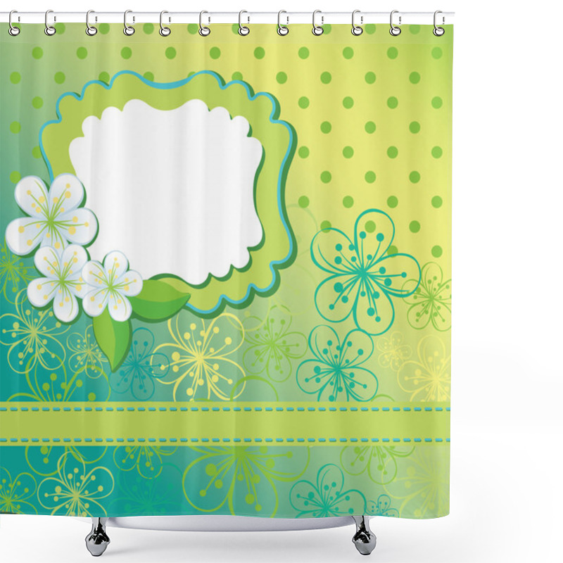 Personality  Spring Flowers Background And Polka Dot. Design Template Shower Curtains