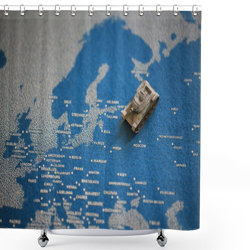 Personality  The Tank Model And Map On Europe, Russia-Ukrainian Boundary Shower Curtains