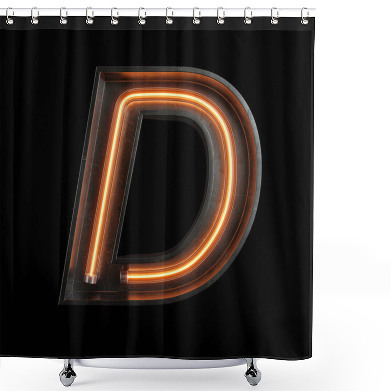 Personality  Neon Light Alphabet D With Clipping Path. 3D Illustration Shower Curtains