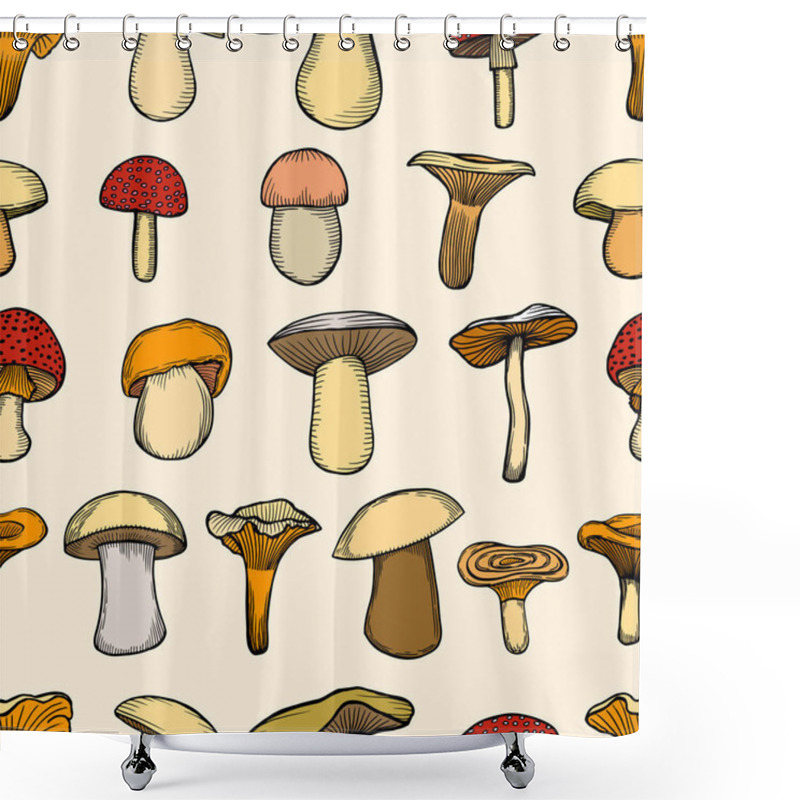 Personality  Vector Illustration With Porcini Pattern Shower Curtains