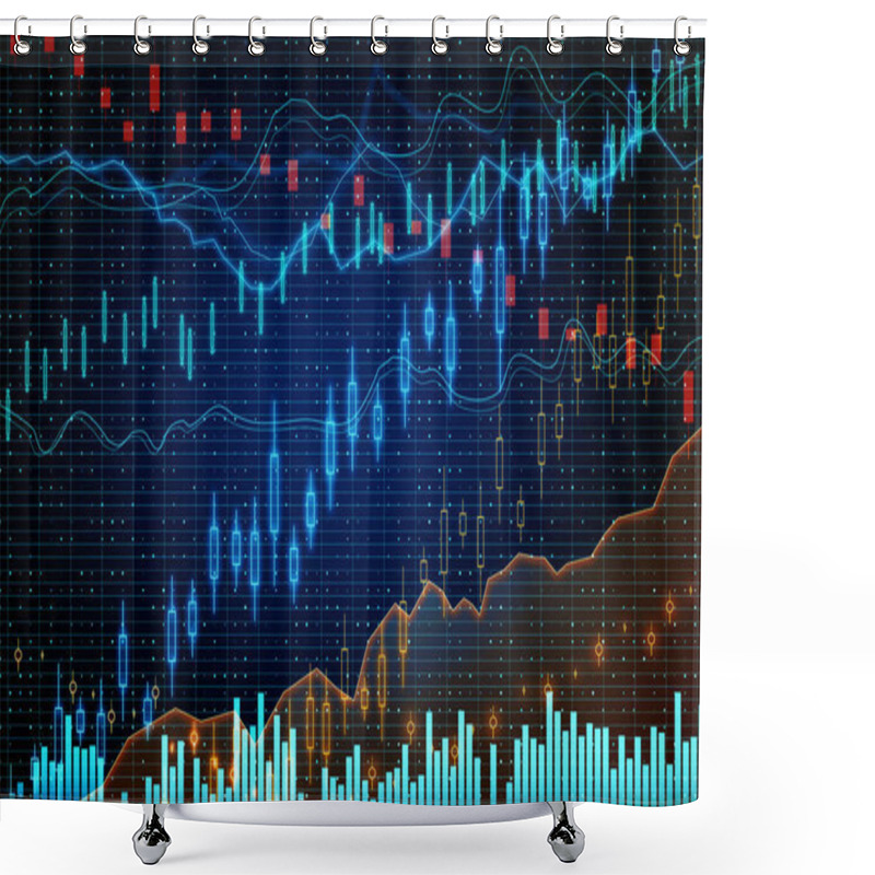 Personality  Glowing Forex Chart Wallpaper Shower Curtains