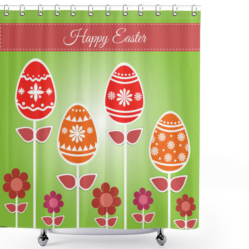 Personality  Easter Greeting Card. Vector Illustration. Shower Curtains