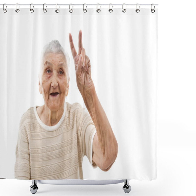 Personality  Grandma Shows Peace Shower Curtains