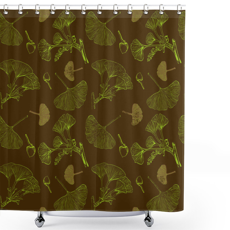 Personality  Ginkgo Leaves Seamless Vector Pattern Shower Curtains