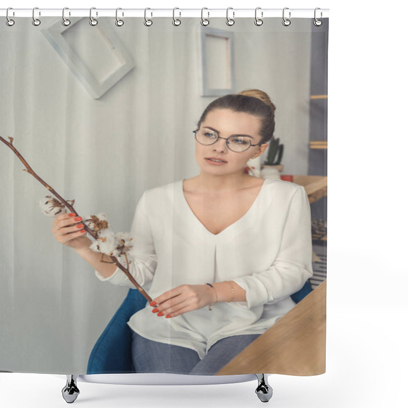 Personality  Florist With Cotton Flowers Shower Curtains