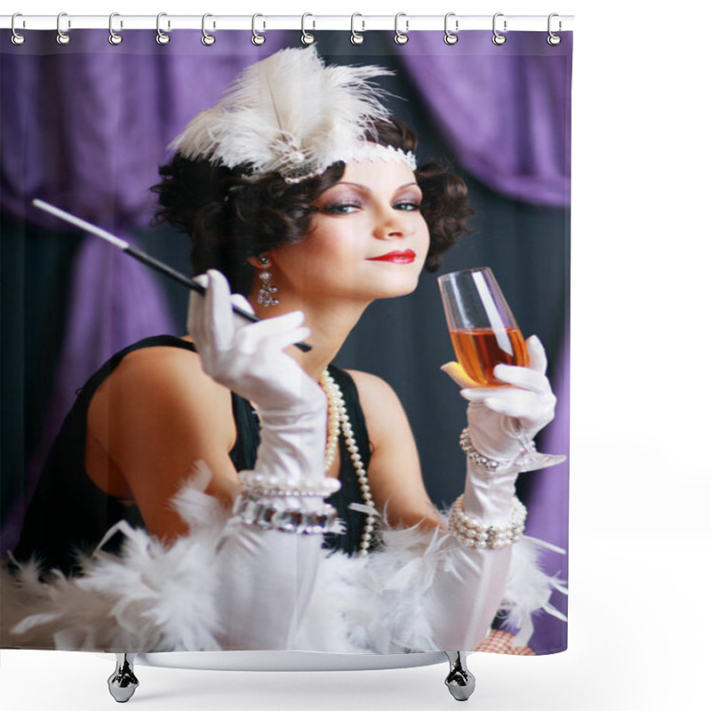 Personality  Retro Flapper Style Woman Shower Curtains