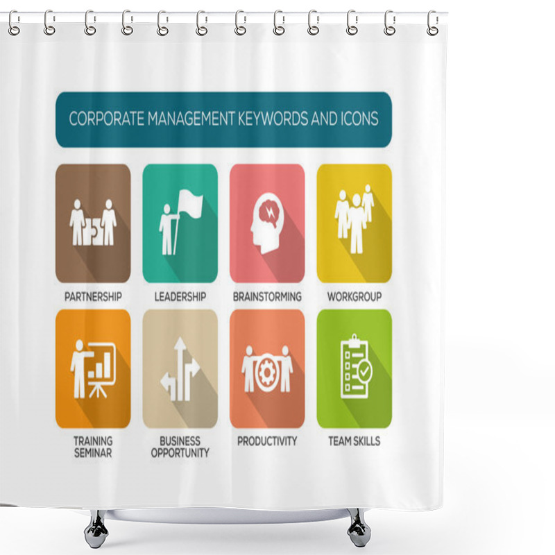 Personality  Flat Icons Set With Keywords Shower Curtains