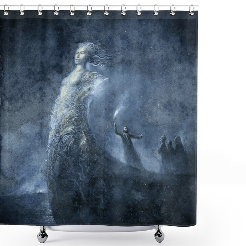 Personality  Fantasy Scene, Mixed Media Shower Curtains