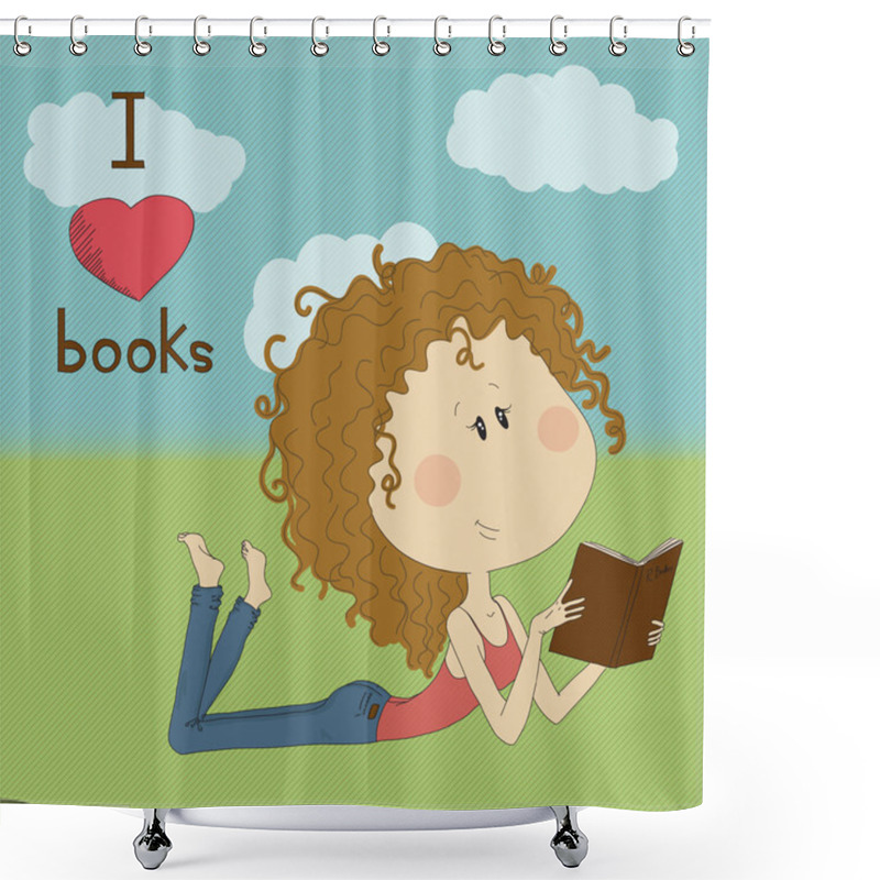 Personality  Illustration With Pretty Girl On Natural Background. Shower Curtains