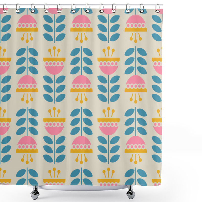 Personality  Seamless Retro Pattern With Flowers And Leaves Shower Curtains