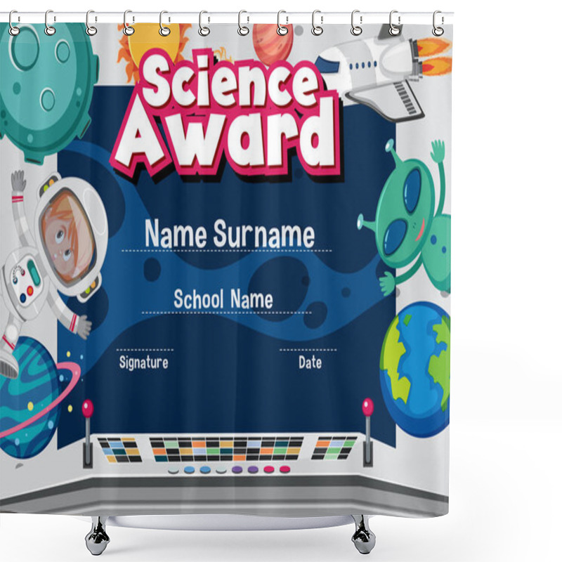 Personality  Certificate Template For Science Award With Space In Background Shower Curtains