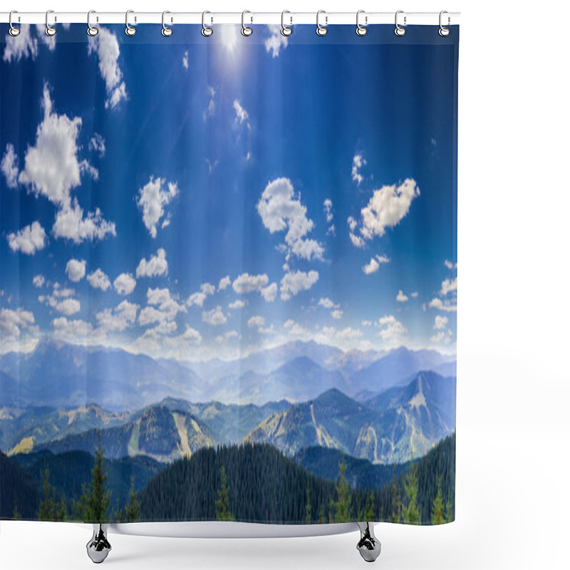 Personality  Mountain Autumn Landscape With Mountain Peaks And Ranges Shower Curtains