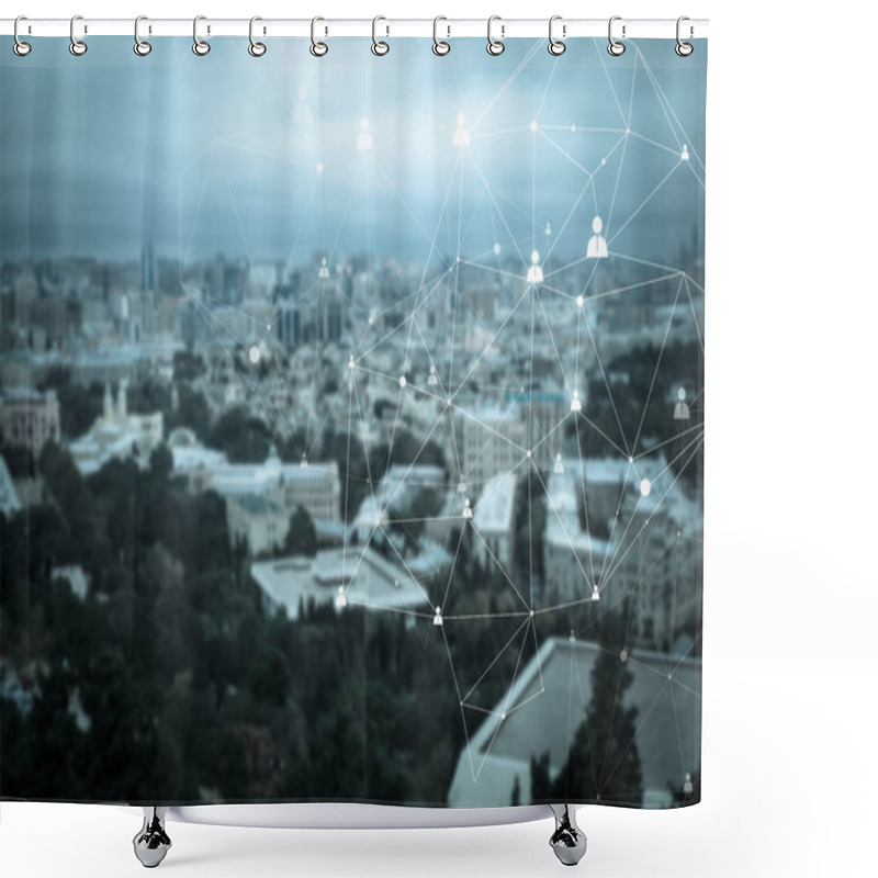 Personality  Abstract Particle And Human Connection Shower Curtains